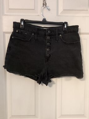 Madewell Black High-Rise Button-Fly Denim Shorts